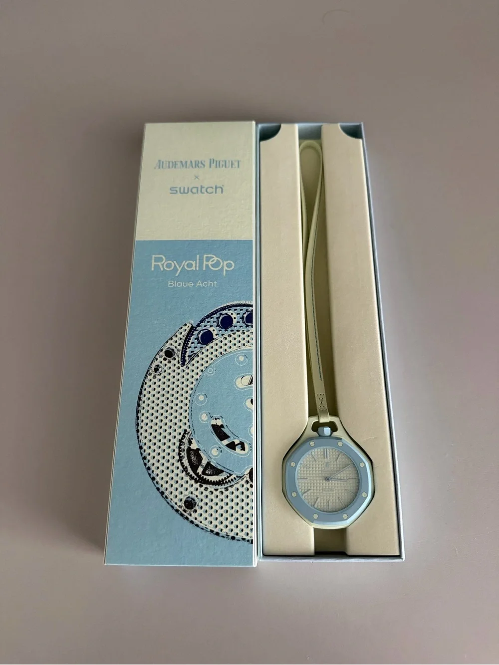 Swatch Royal Pop Watch - Light Blue and Cream